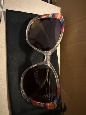 Betsey Johnson Rainbow Stripe Oversized Sunglasses